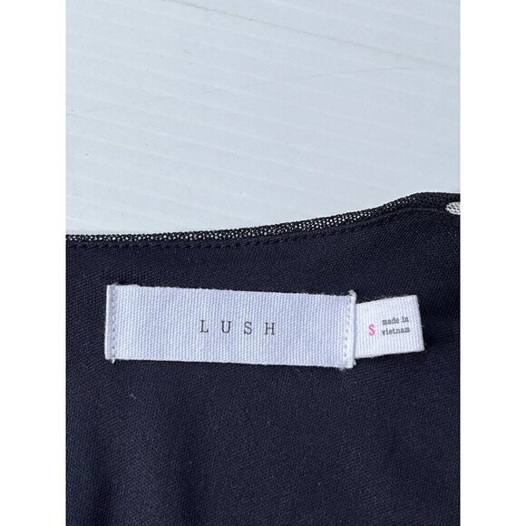 Lush Womens Navy Cream Floral Mesh Surplice Mini Dress Size S - Picture 7 of 12